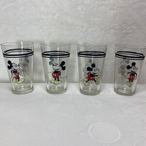 Set of 4 Vintage‎ Gibson Mickey Mouse Glasses Tumblers 16oz Disney Collectible